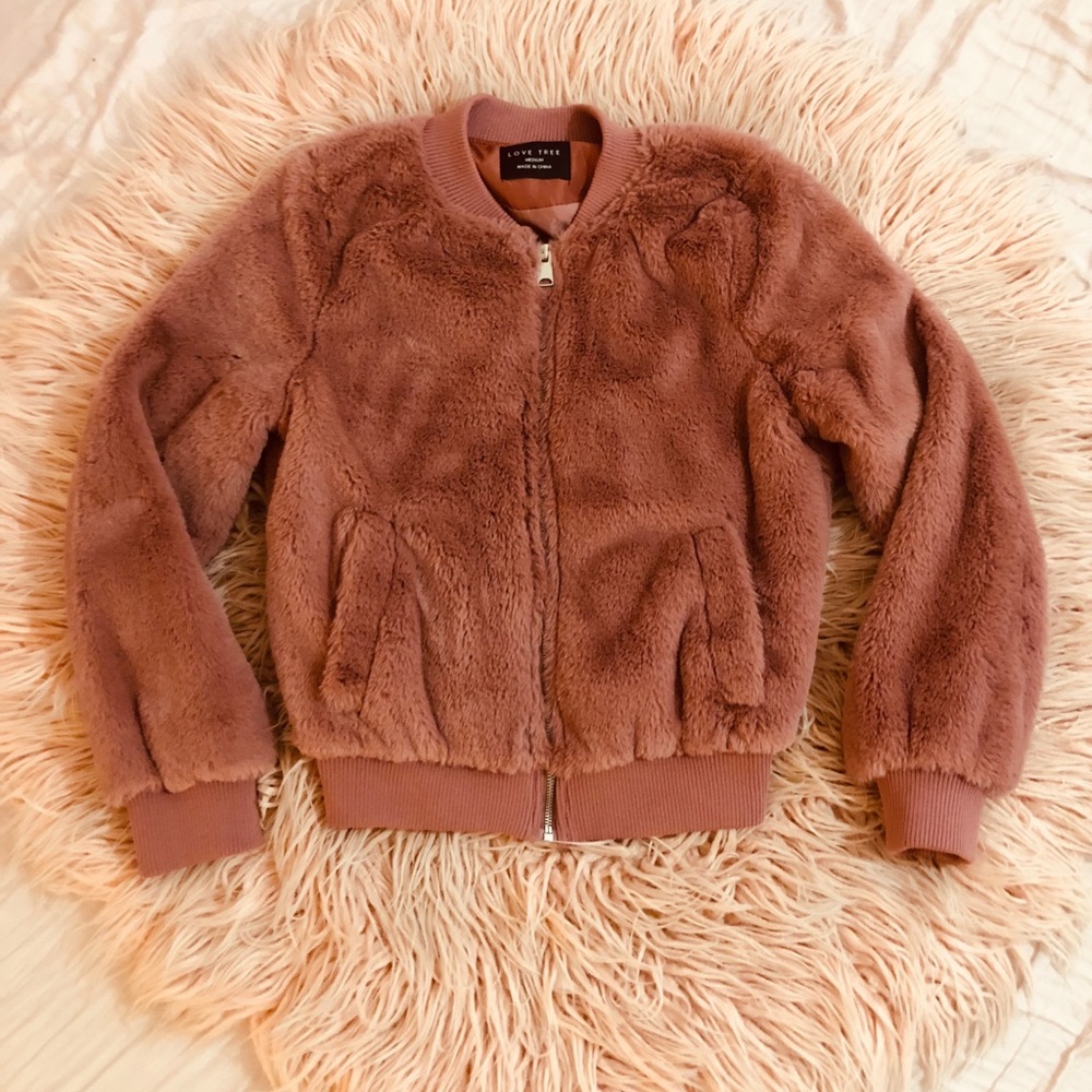 Fuzzy Dark Dusty Rose Jacket